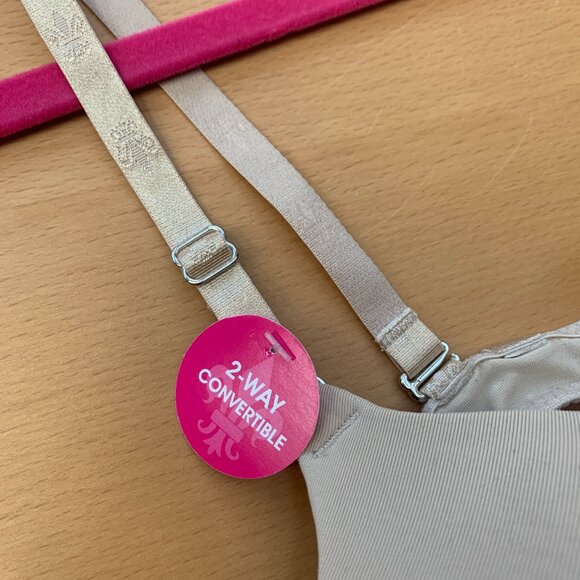 Lily of France 2-Way Convertible Push-Up Bra 38B | Beige Nude Toned NWT - Picture 2 of 7